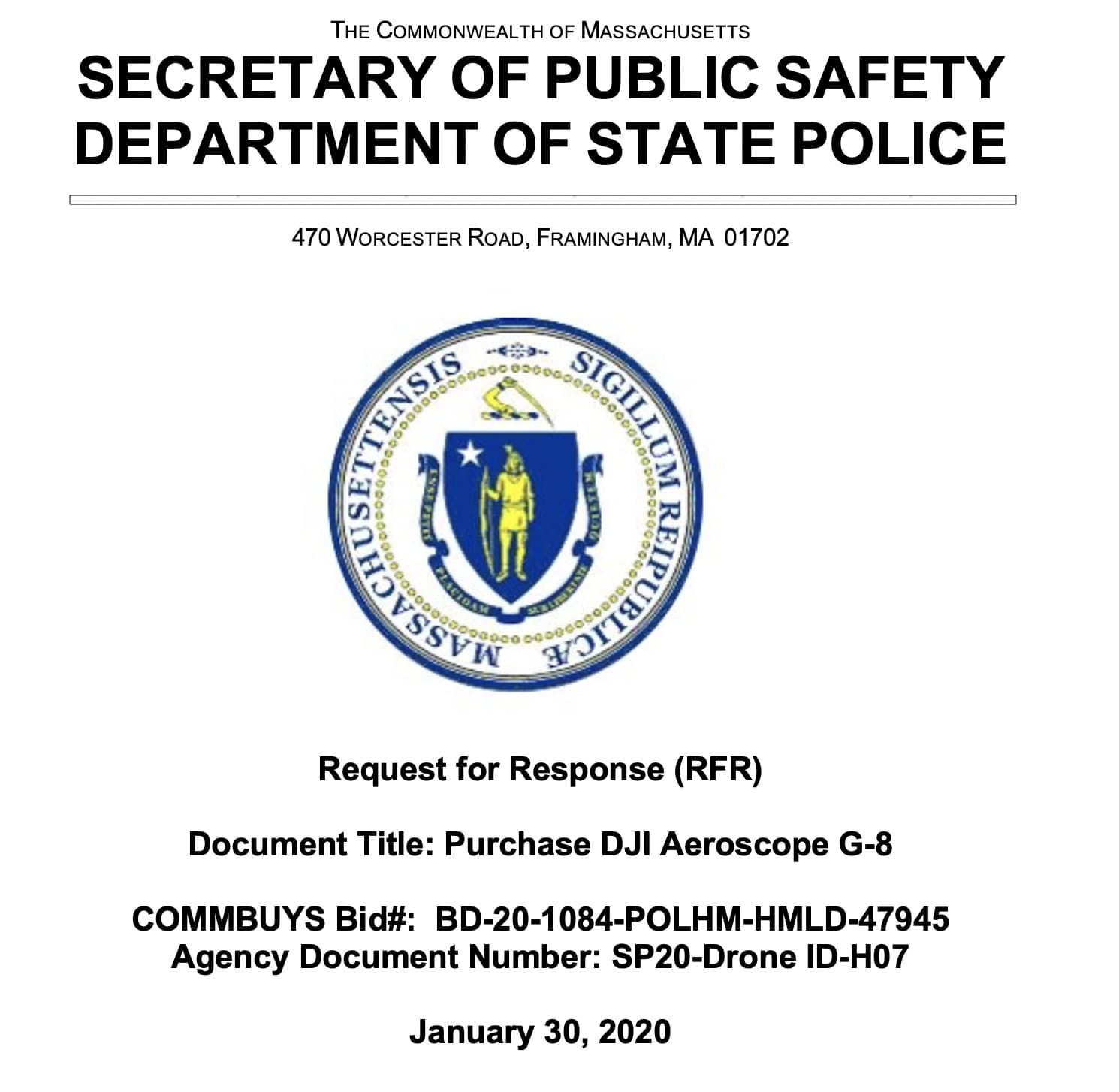 How the Massachusetts State Police Can Monitor Drones